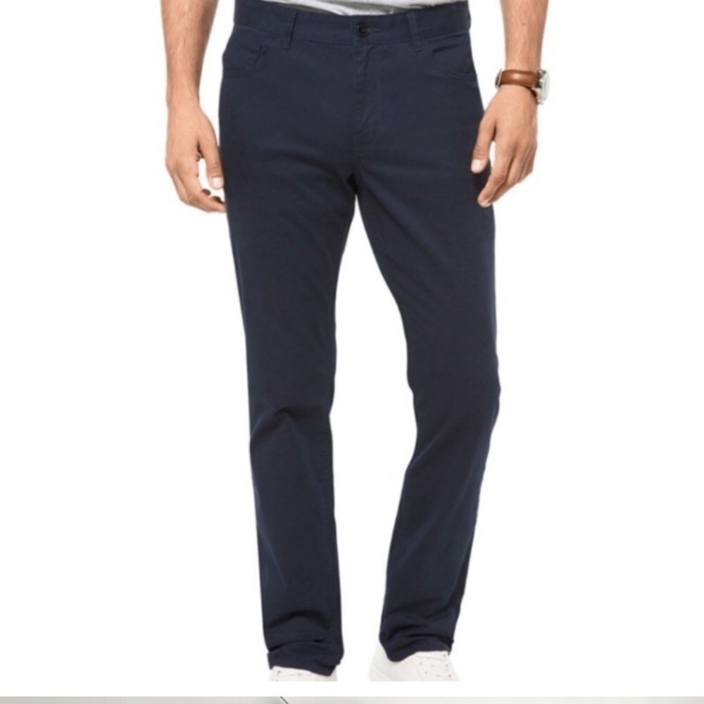 Michael Kors Men’s Parker Slim Fit Navy Twill Pants Sz 32/32 EUC - Picture 2 of 12